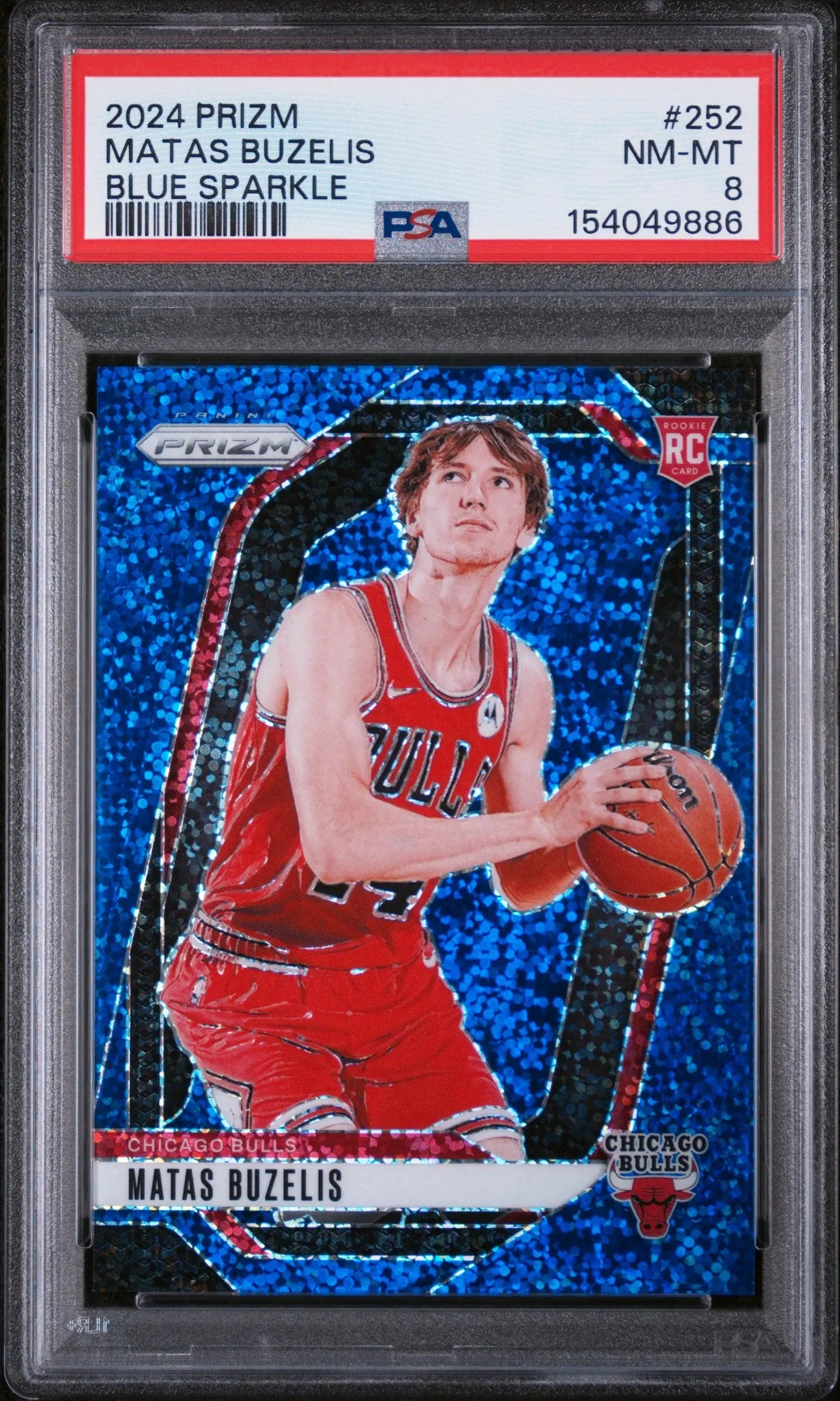2024 Panini Prizm Rookie Matas Buzelis Blue Sparkle /144 RC PSA 8 