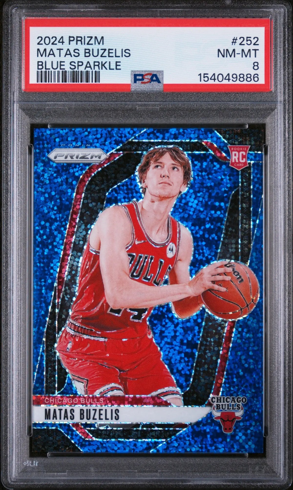 2024 Panini Prizm Rookie Matas Buzelis Blue Sparkle /144 RC PSA 8 