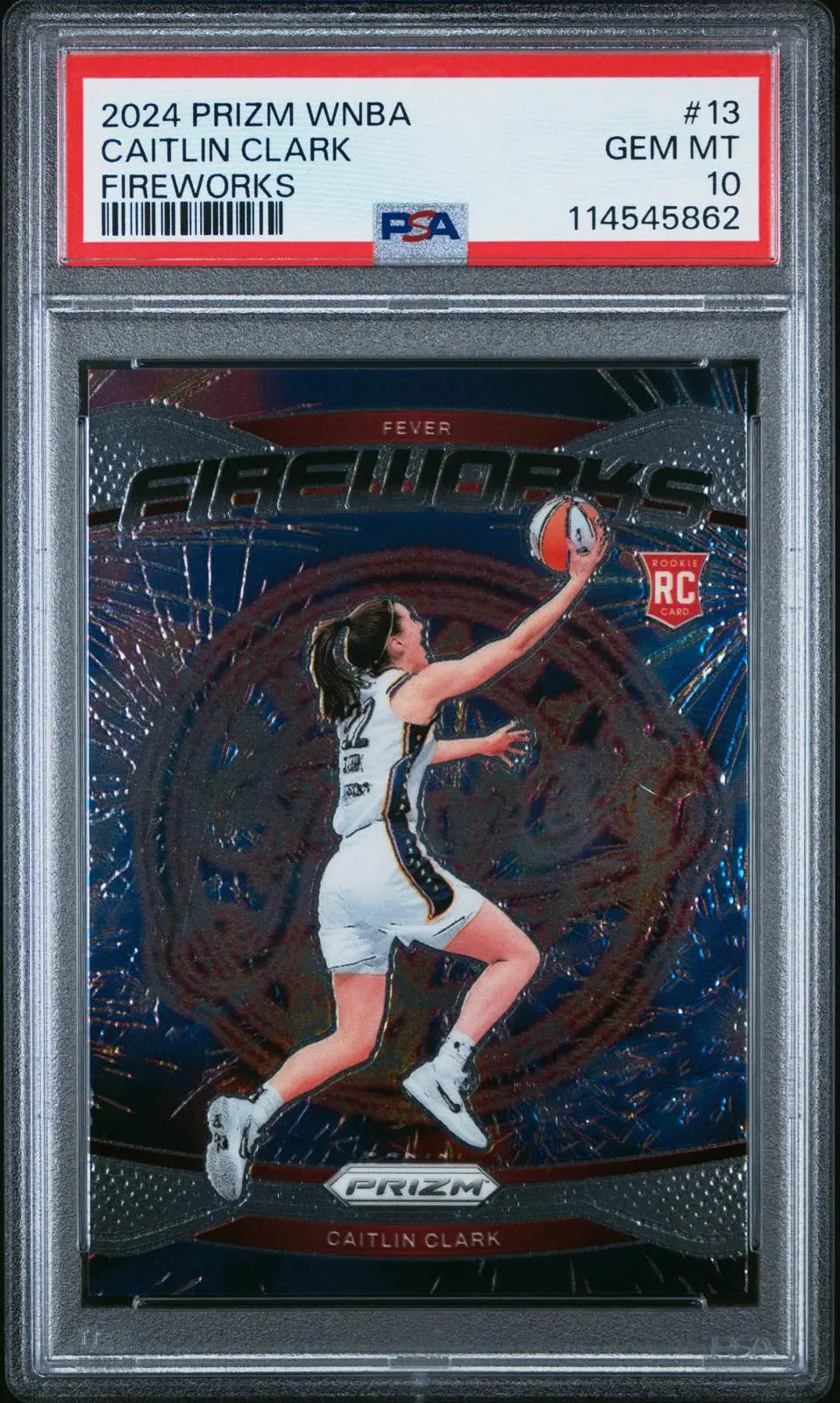 2024 Panini Prizm WNBA Basketball Fireworks Rookie Caitlin Clark RC PSA 10 