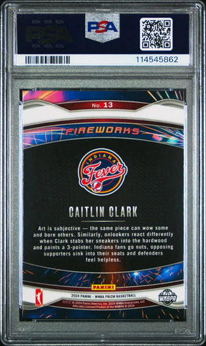 2024 Panini Prizm WNBA Basketball Fireworks Rookie Caitlin Clark RC PSA 10 