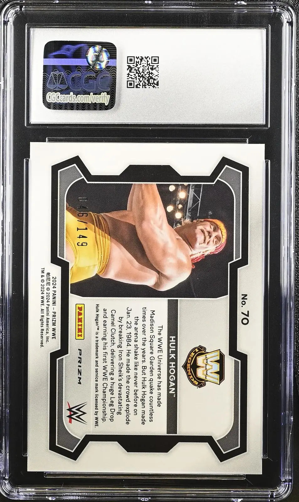 2024 Panini Prizm Wrestling WWE Hulk Hogan Purple Prizm /149 CGC 9 