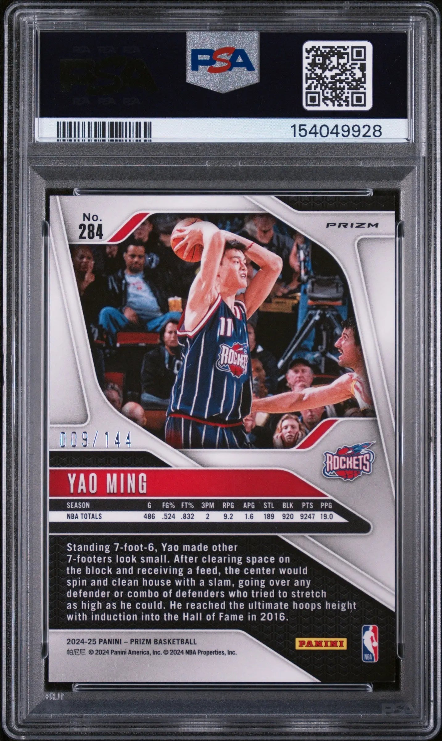 2024 Panini Prizm Yao Ming Blue Sparkle /144 PSA 9 