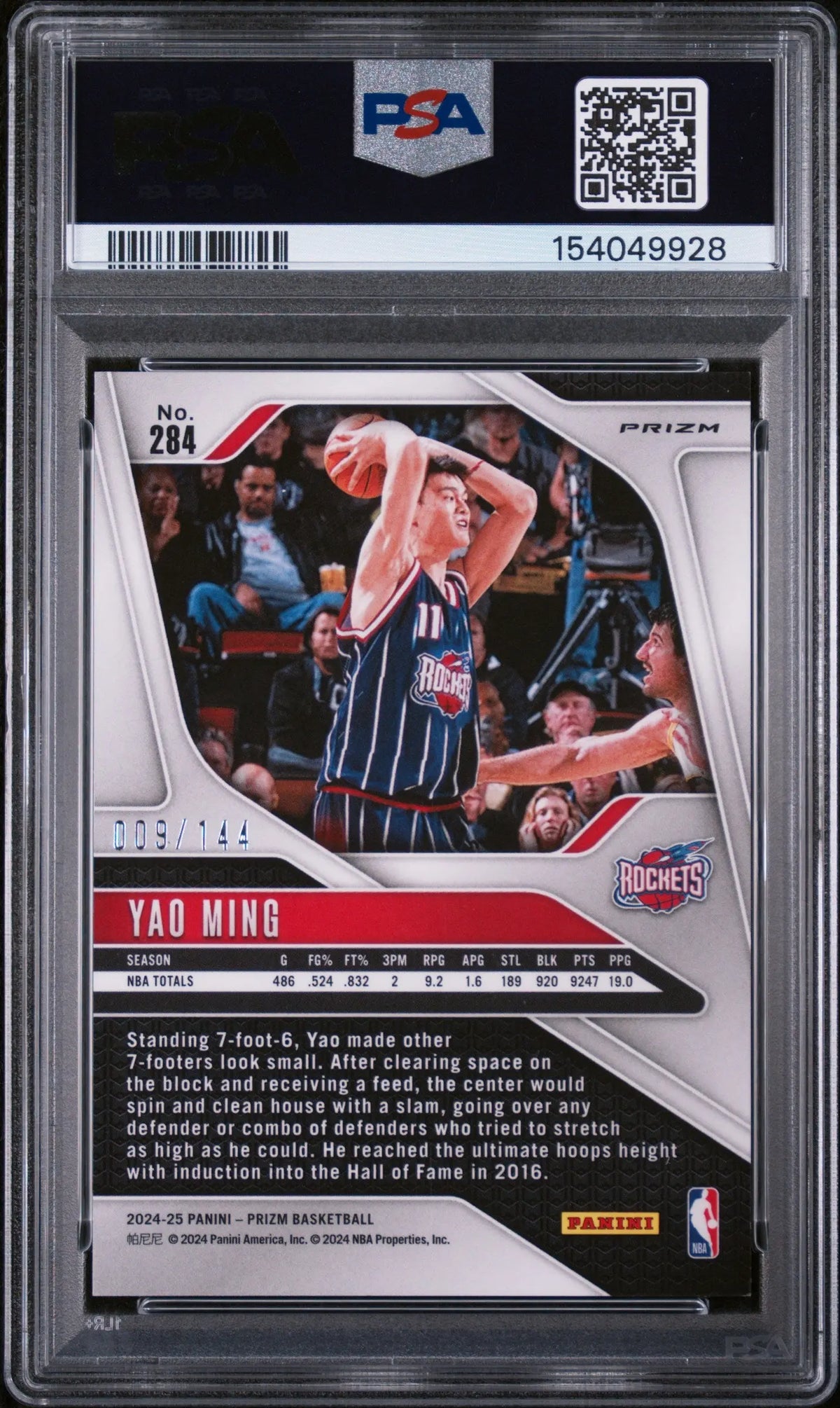 2024 Panini Prizm Yao Ming Blue Sparkle /144 PSA 9 