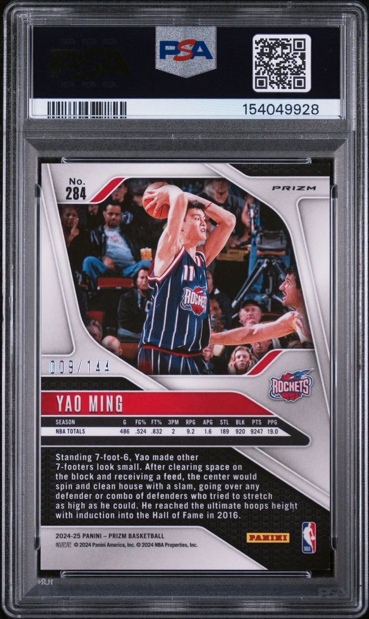 2024 Panini Prizm Yao Ming Blue Sparkle /144 PSA 9 