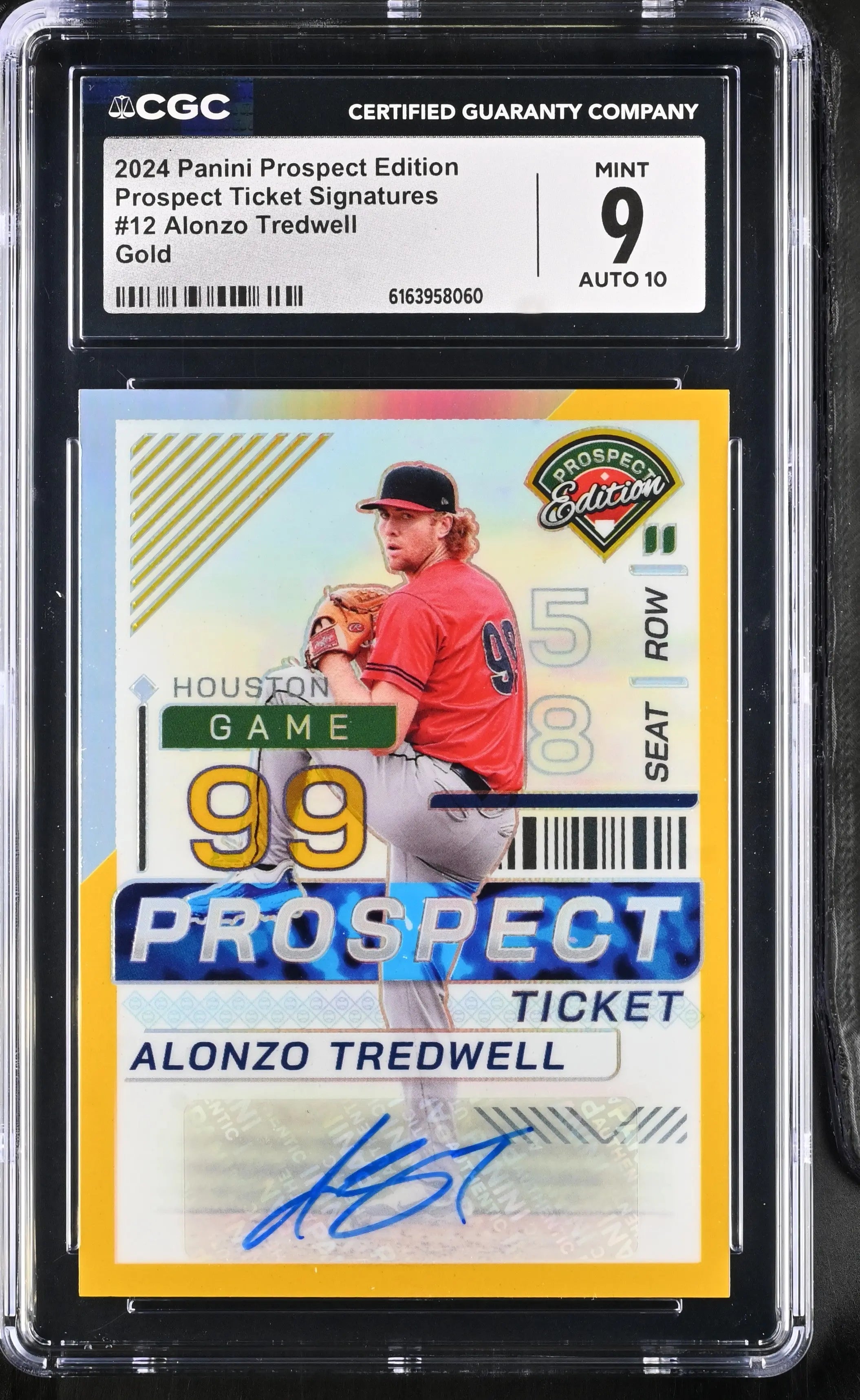 2024 Panini Prospect Edition Alonzo Tredwell Prospect Ticket Auto Gold /10 CGC 9 