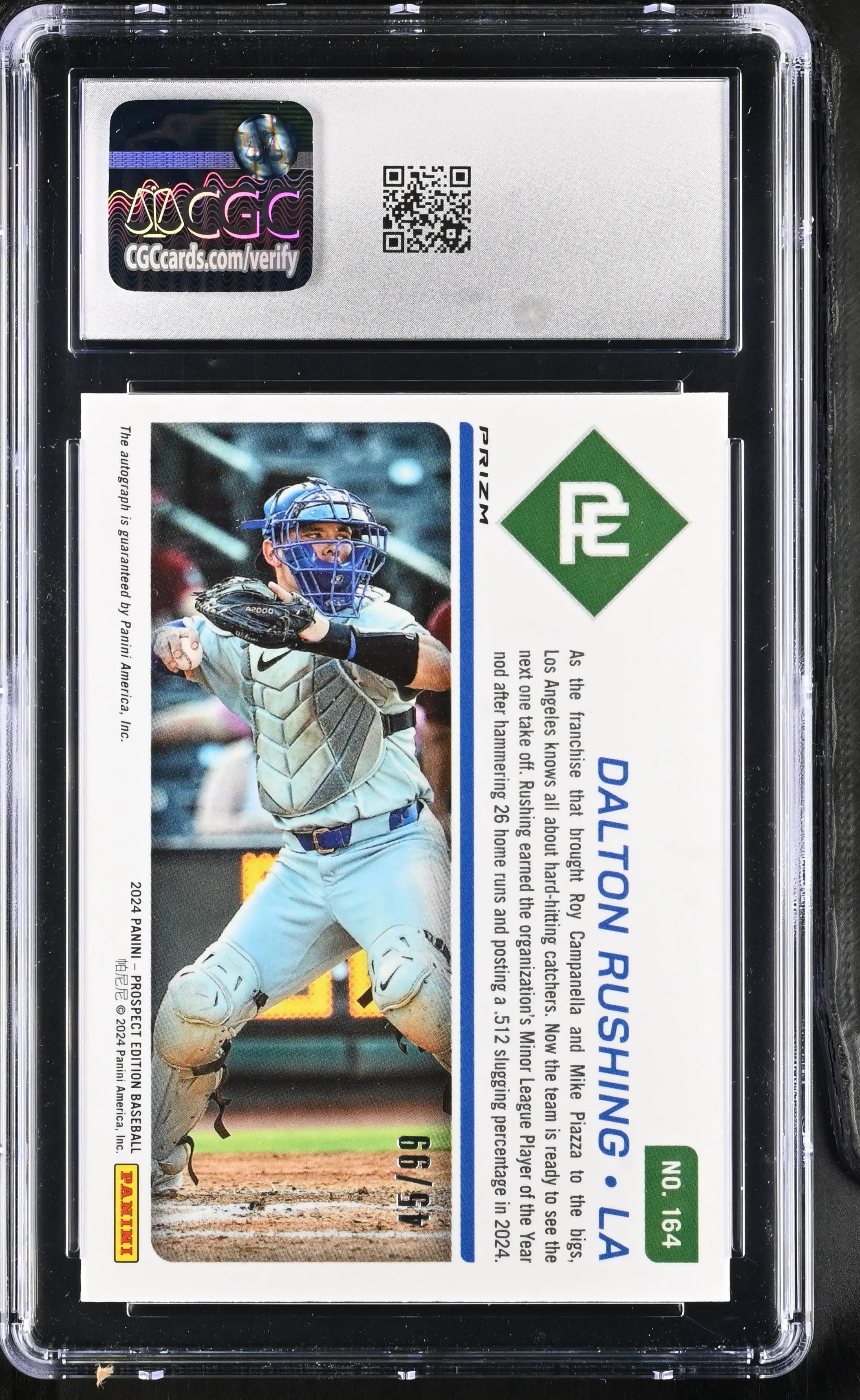 2024 Panini Prospect Edition Dalton Rushing Prospect Ticket Auto Red /99 CGC 10 