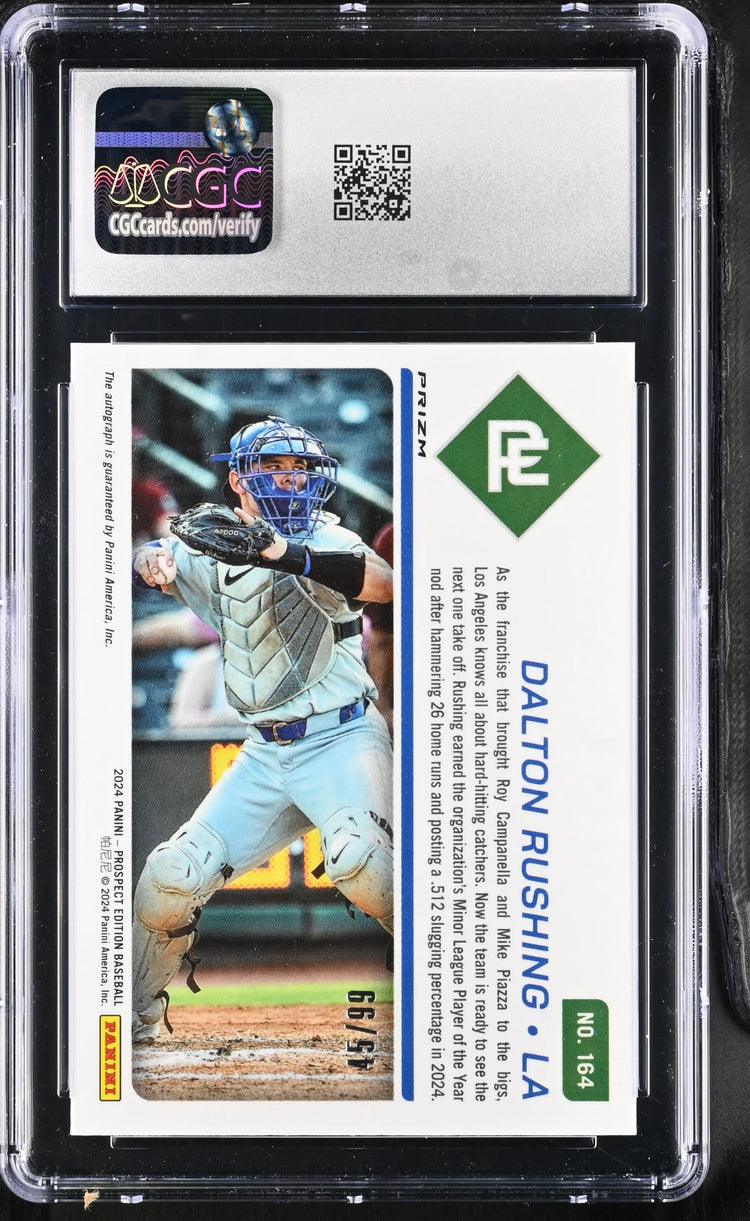 2024 Panini Prospect Edition Dalton Rushing Prospect Ticket Auto Red /99 CGC 10 