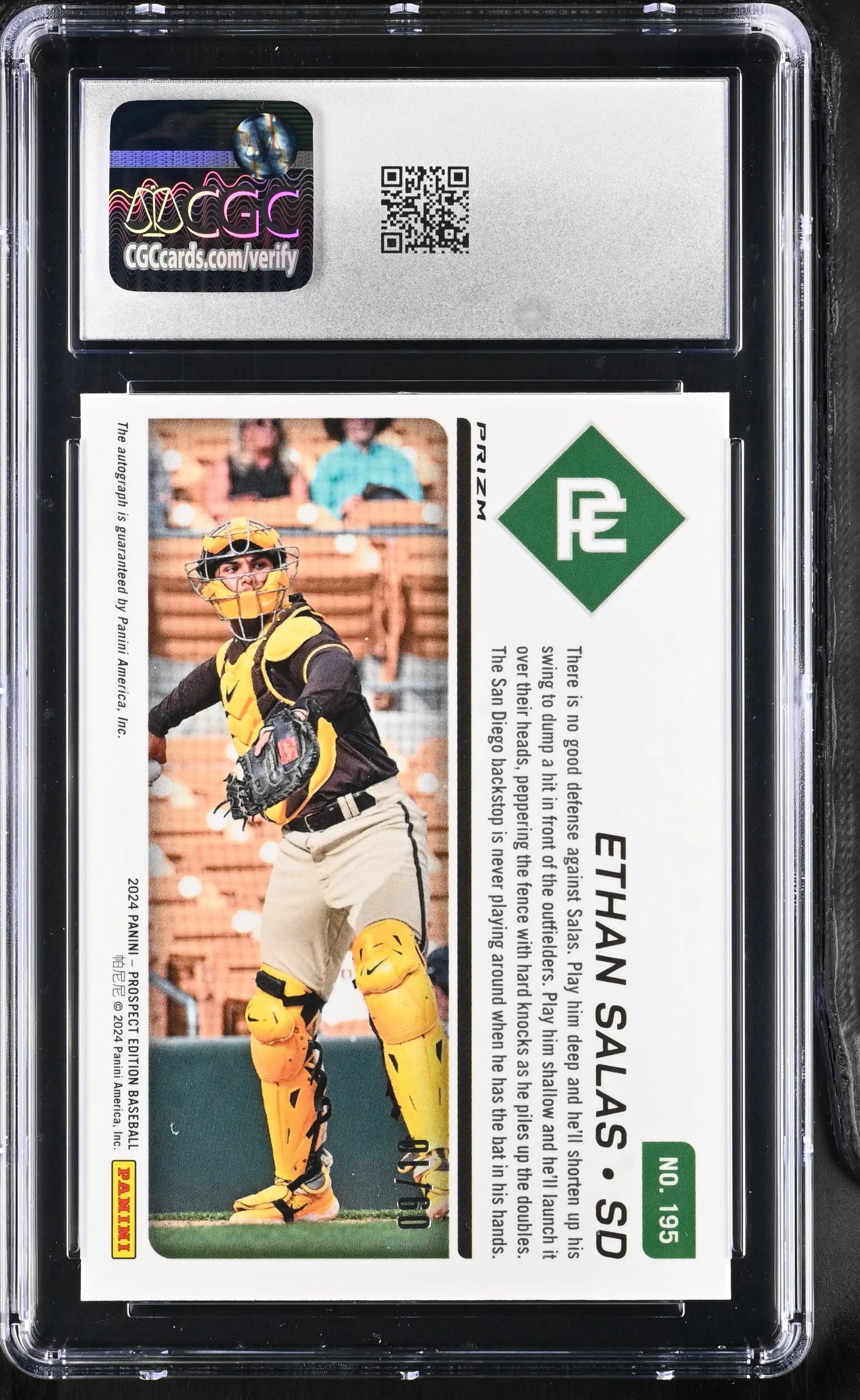 2024 Panini Prospect Edition Ethan Salas Prospect Ticket Auto Gold /10 CGC 8.5 