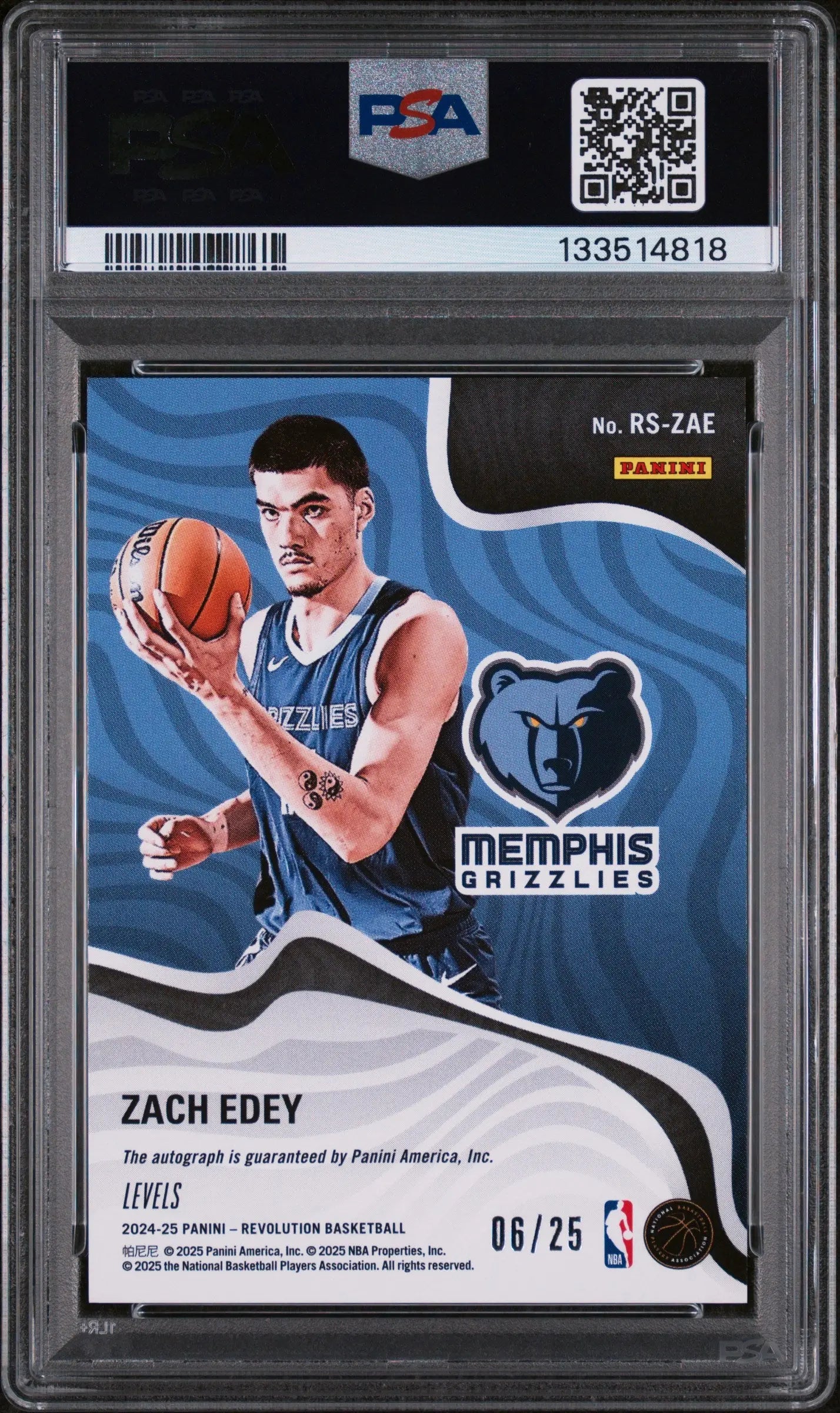 2024 Panini Revolution Revolution Signatures Zach Edey #RSZAE Levels PSA 10 