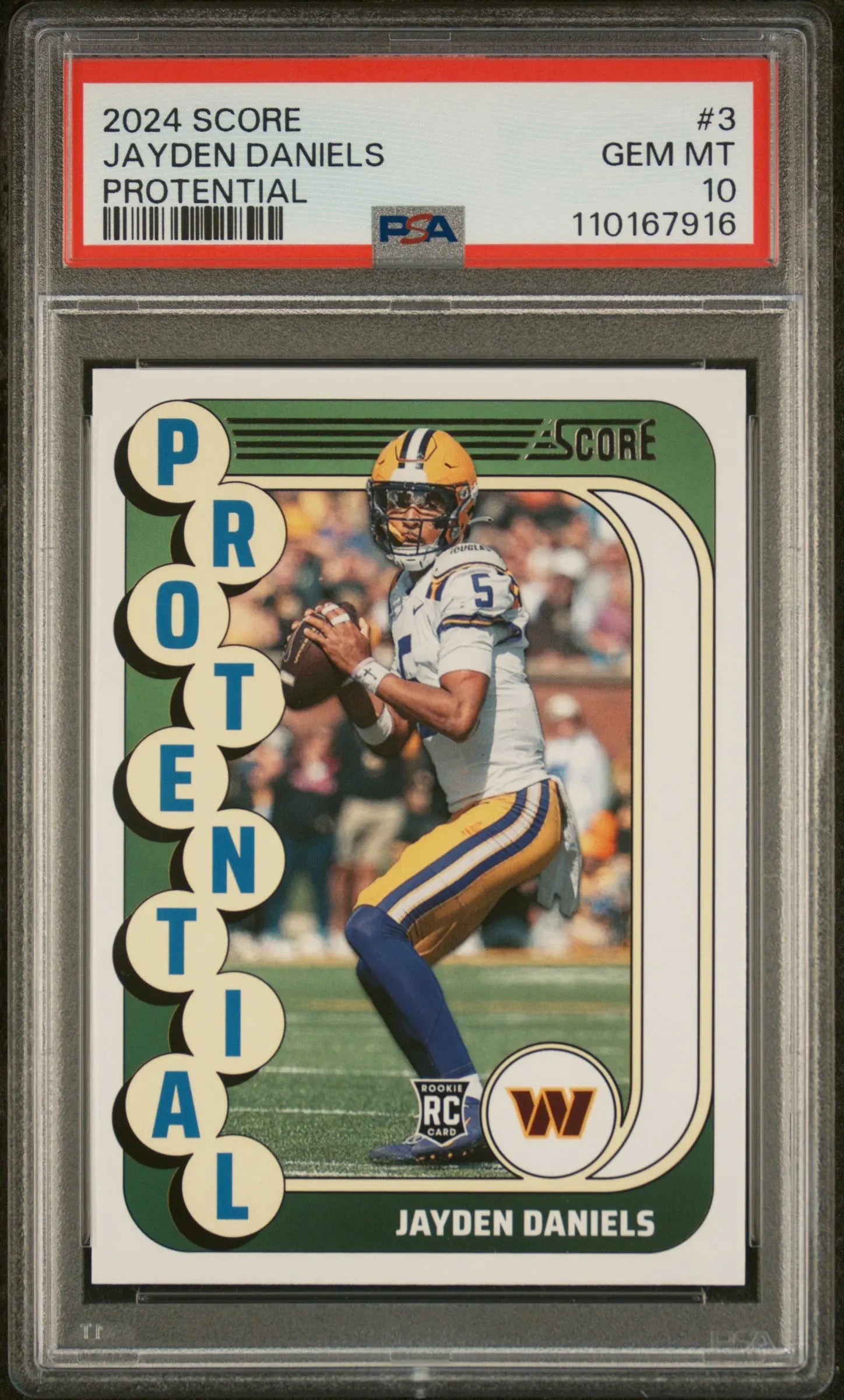 2024 Panini Score Protential Rookie Jayden Daniels RC PSA 10 