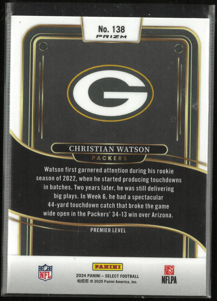 2024 Panini Select Christian Watson Zebra Prizm SP 