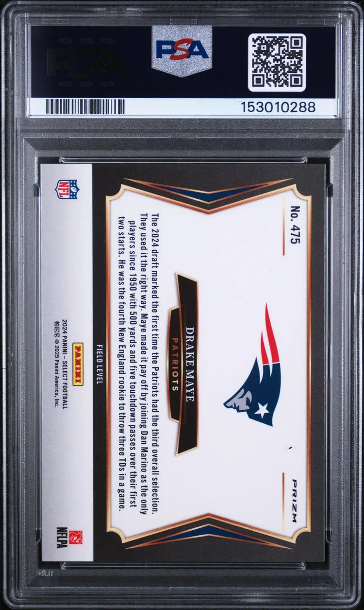 2024 Panini Select Football Rookie Drake Maye RC Silver Prizm PSA 10 
