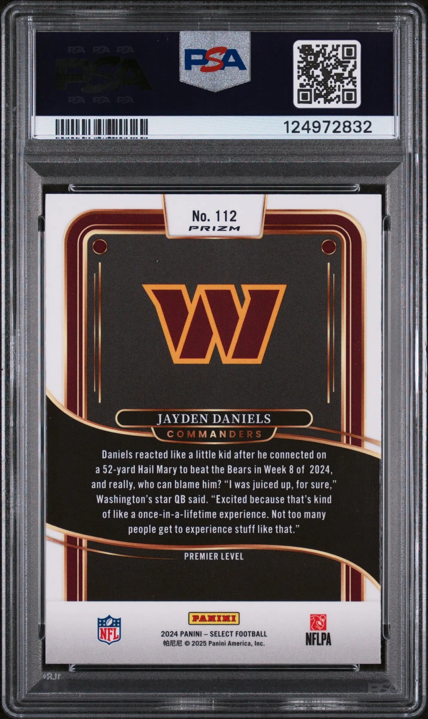 2024 Panini Select Jayden Daniels #112 Silver Prizm PSA 10 