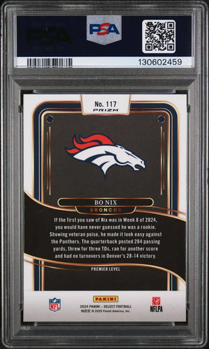 2024 Panini Select Rookie Bo Nix Red & Blue Shock RC PSA 9 