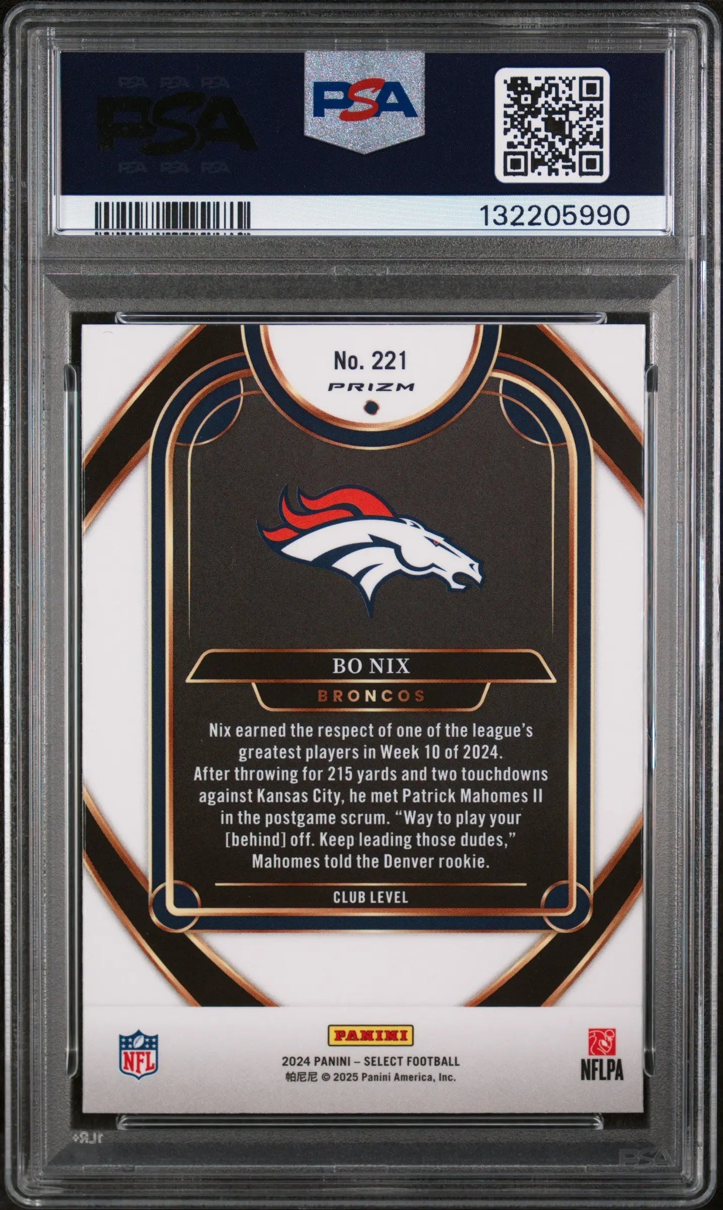 2024 Panini Select Rookie Bo Nix Red & Yellow Shock RC PSA 10 