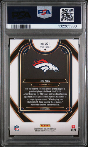 2024 Panini Select Rookie Bo Nix Red & Yellow Shock RC PSA 10 