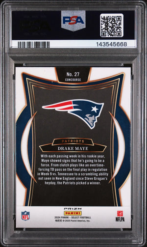 2024 Panini Select Rookie Drake Maye Red & Blue Shock RC PSA 10 
