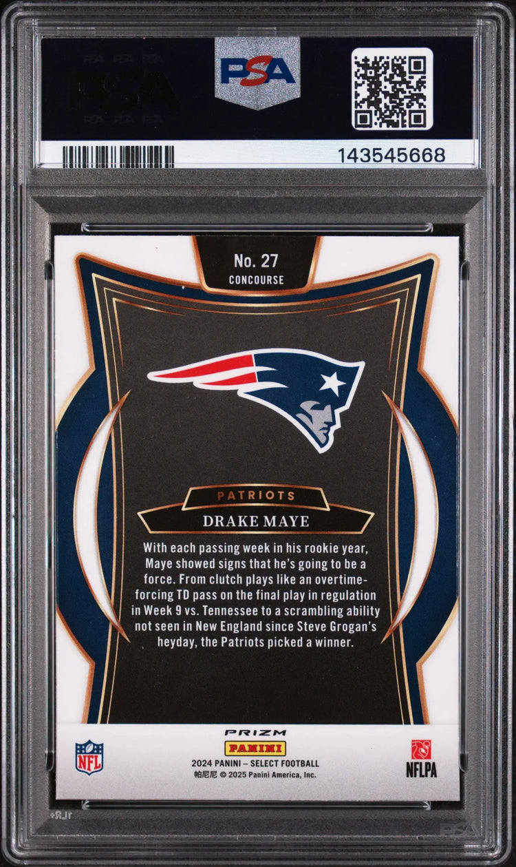 2024 Panini Select Rookie Drake Maye Red & Blue Shock RC PSA 10 