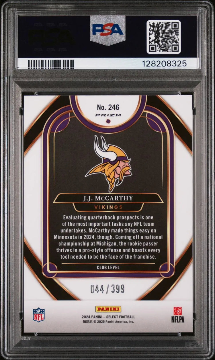 2024 Panini Select Rookie JJ Mccarthy Orange Shock /399 RC PSA 9 