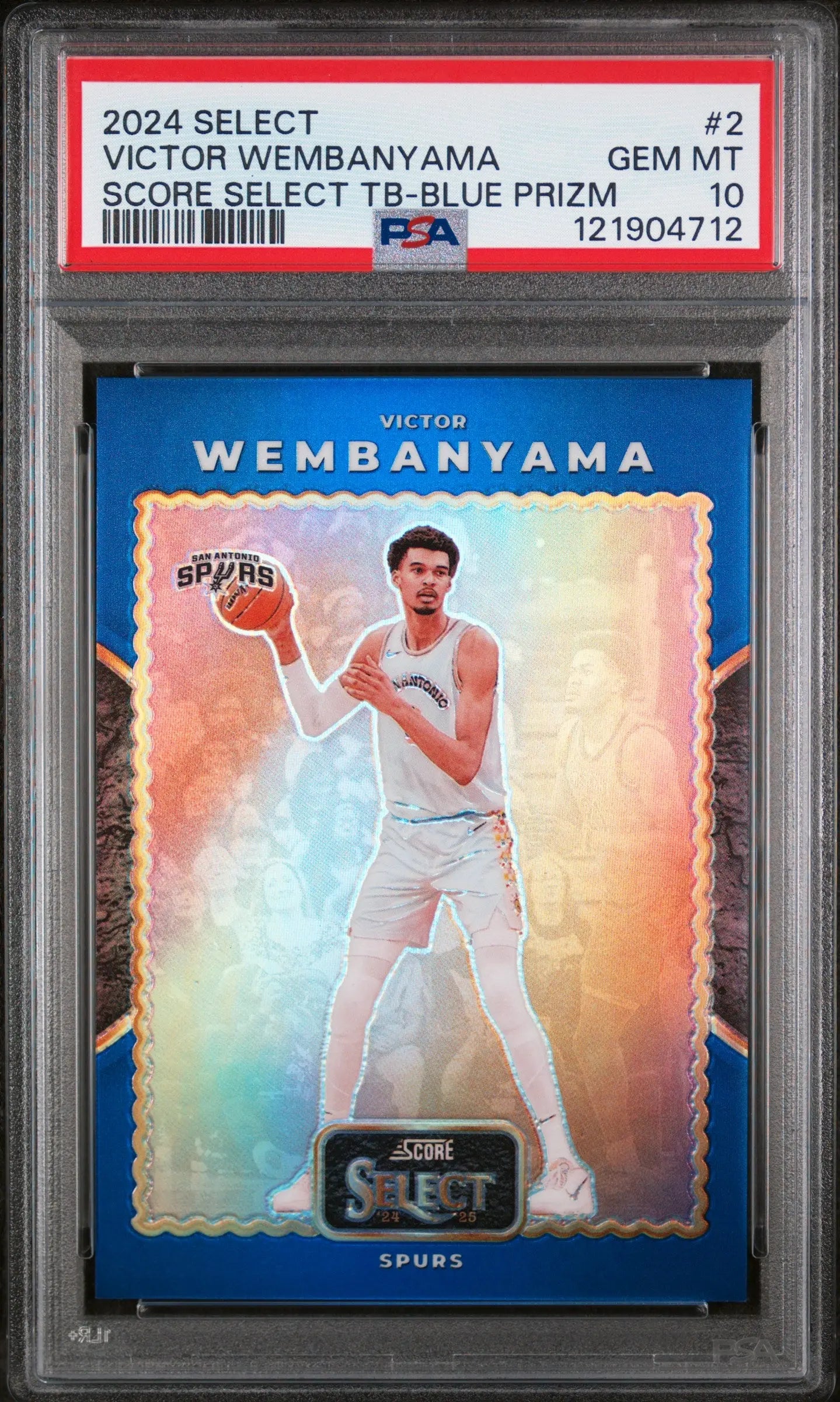 2024 Panini Select Score Throwback Victor Wembanyama TB Blue Prizm PSA 10 /75 