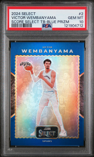 2024 Panini Select Score Throwback Victor Wembanyama TB Blue Prizm PSA 10 /75 