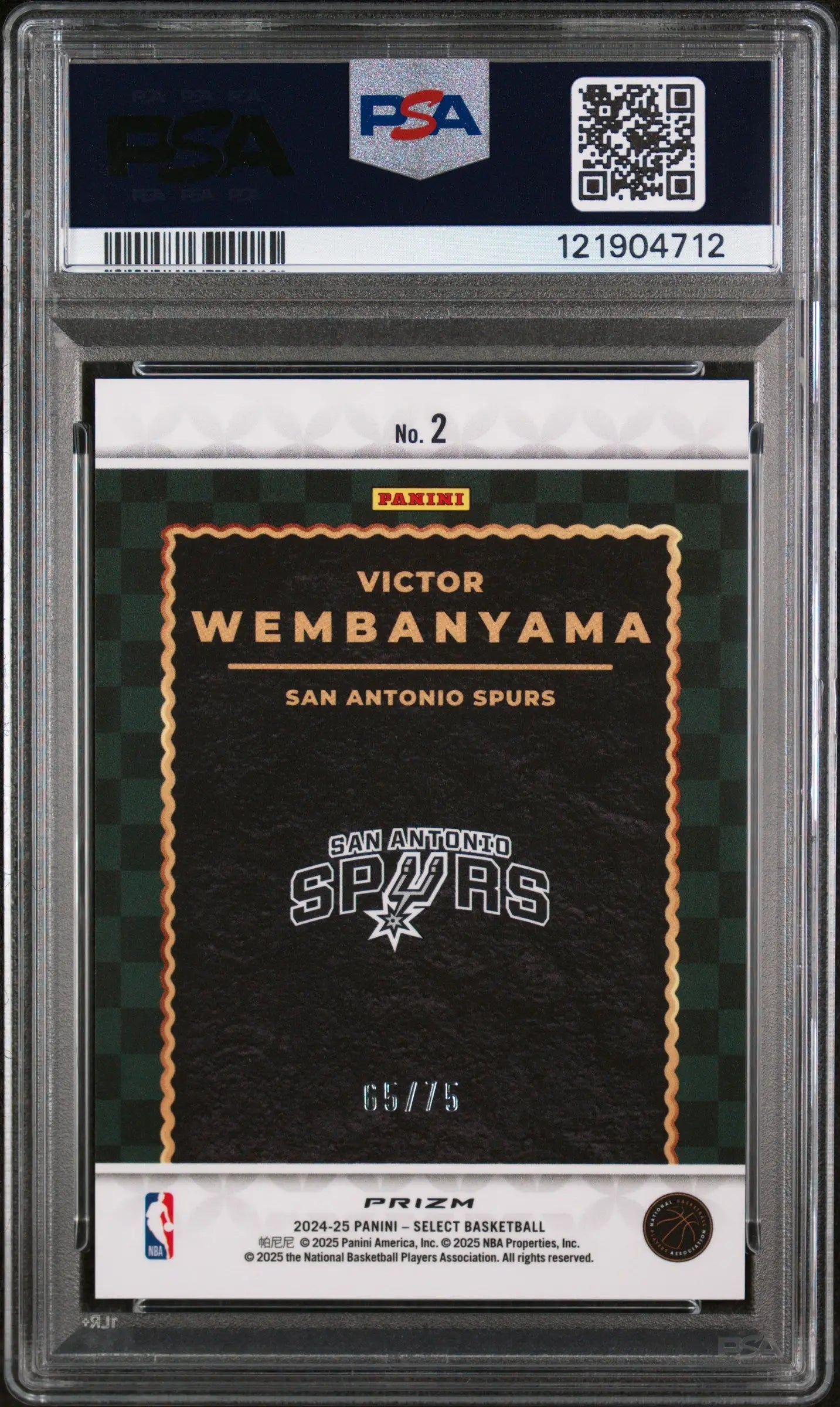 2024 Panini Select Score Throwback Victor Wembanyama TB Blue Prizm PSA 10 /75 