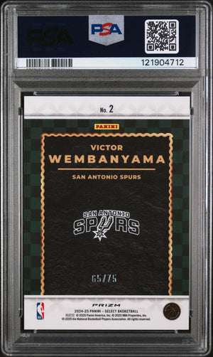 2024 Panini Select Score Throwback Victor Wembanyama TB Blue Prizm PSA 10 /75 
