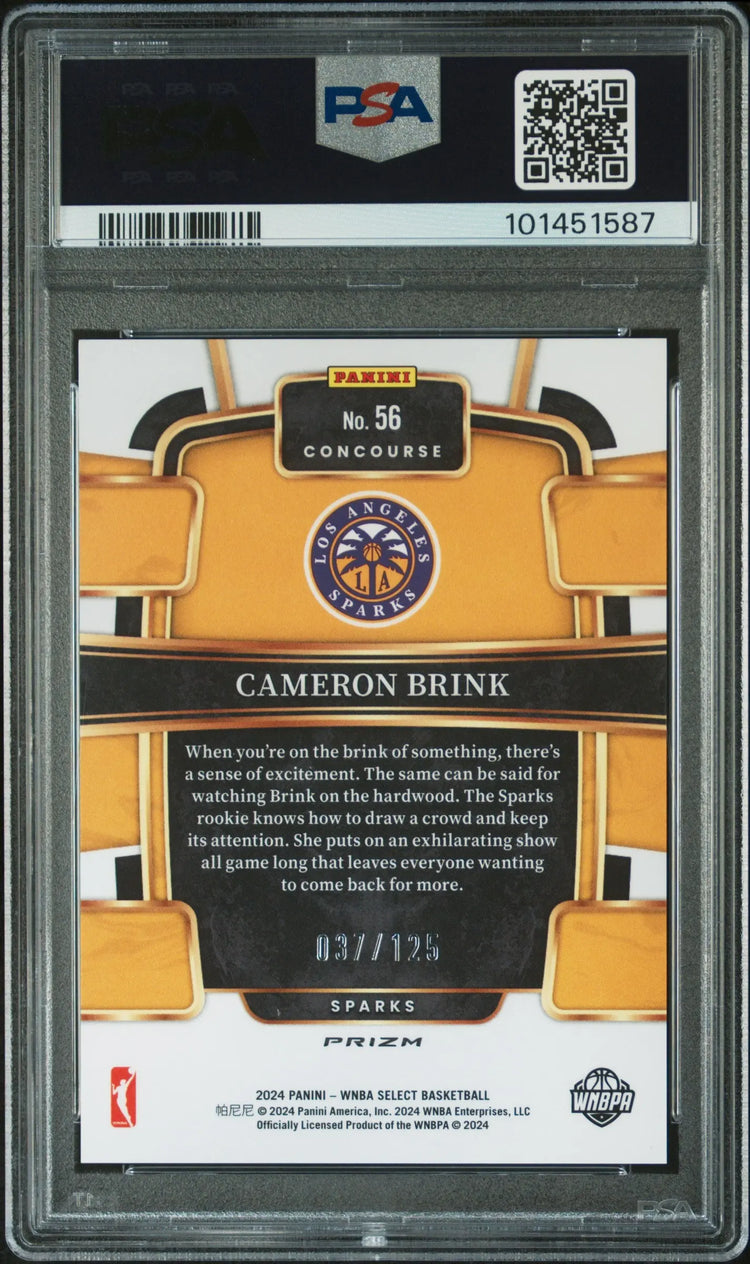 2024 Panini Select WNBA Cameron Brink #56 Light Blue Disco PSA 9 