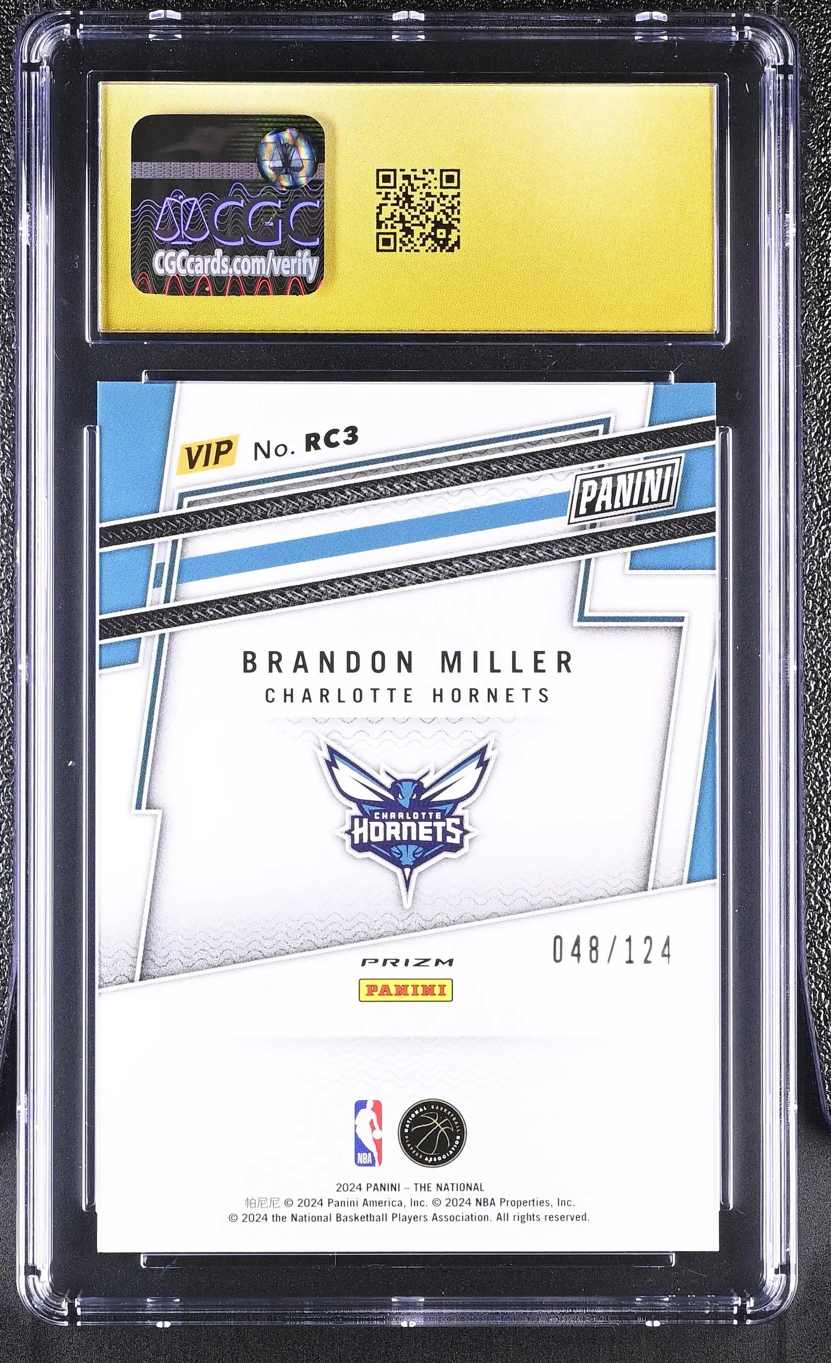2024 Panini The National VIP Rookies Brandon Miller Blue Sparkle /124 RC CGC 10 
