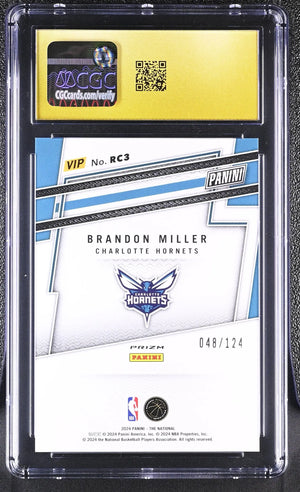 2024 Panini The National VIP Rookies Brandon Miller Blue Sparkle /124 RC CGC 10 