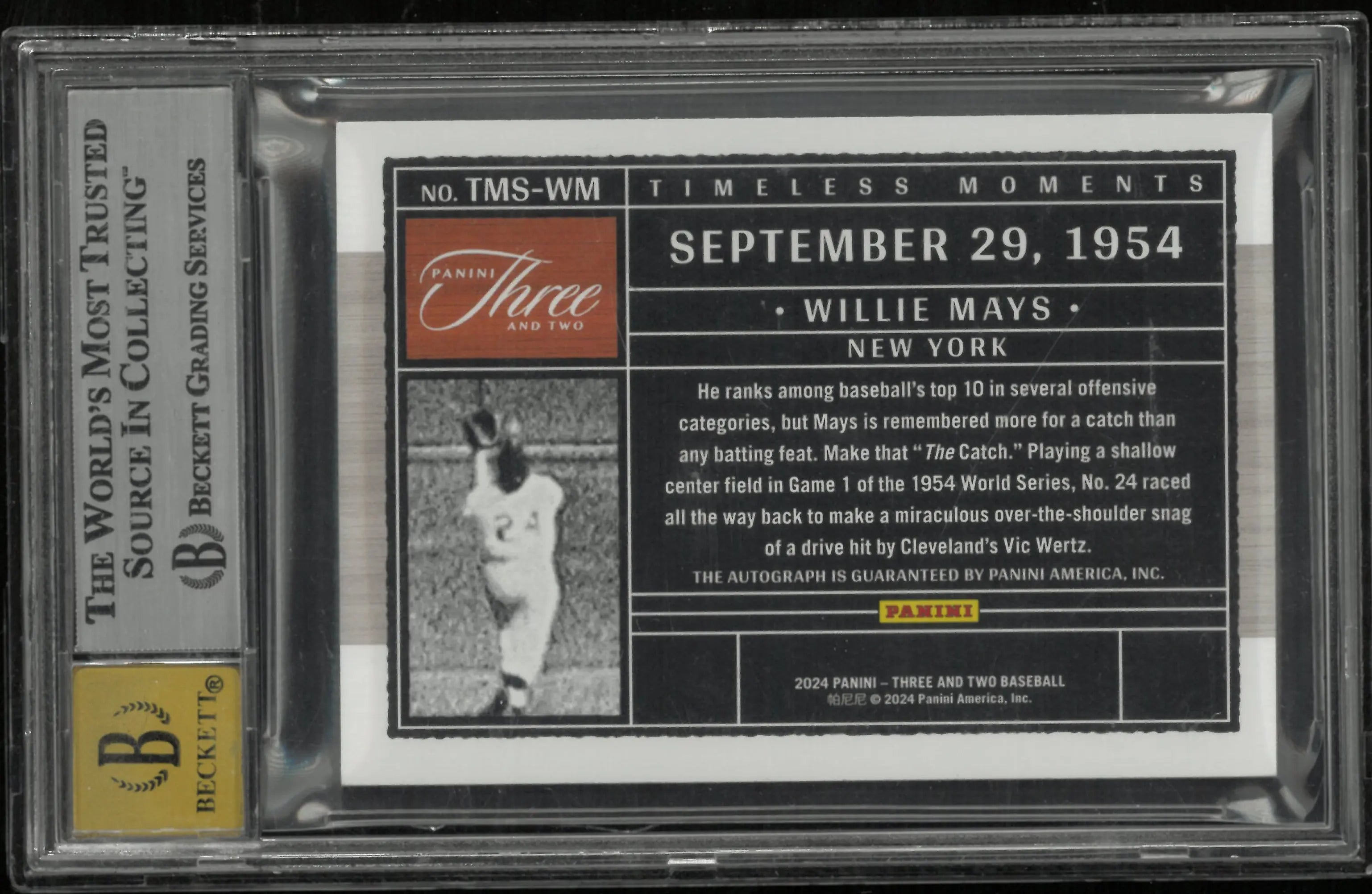 2024 Panini Three and Two Timeless Moments Auto Holo Gold Willie Mays BGS 8.5 /10 