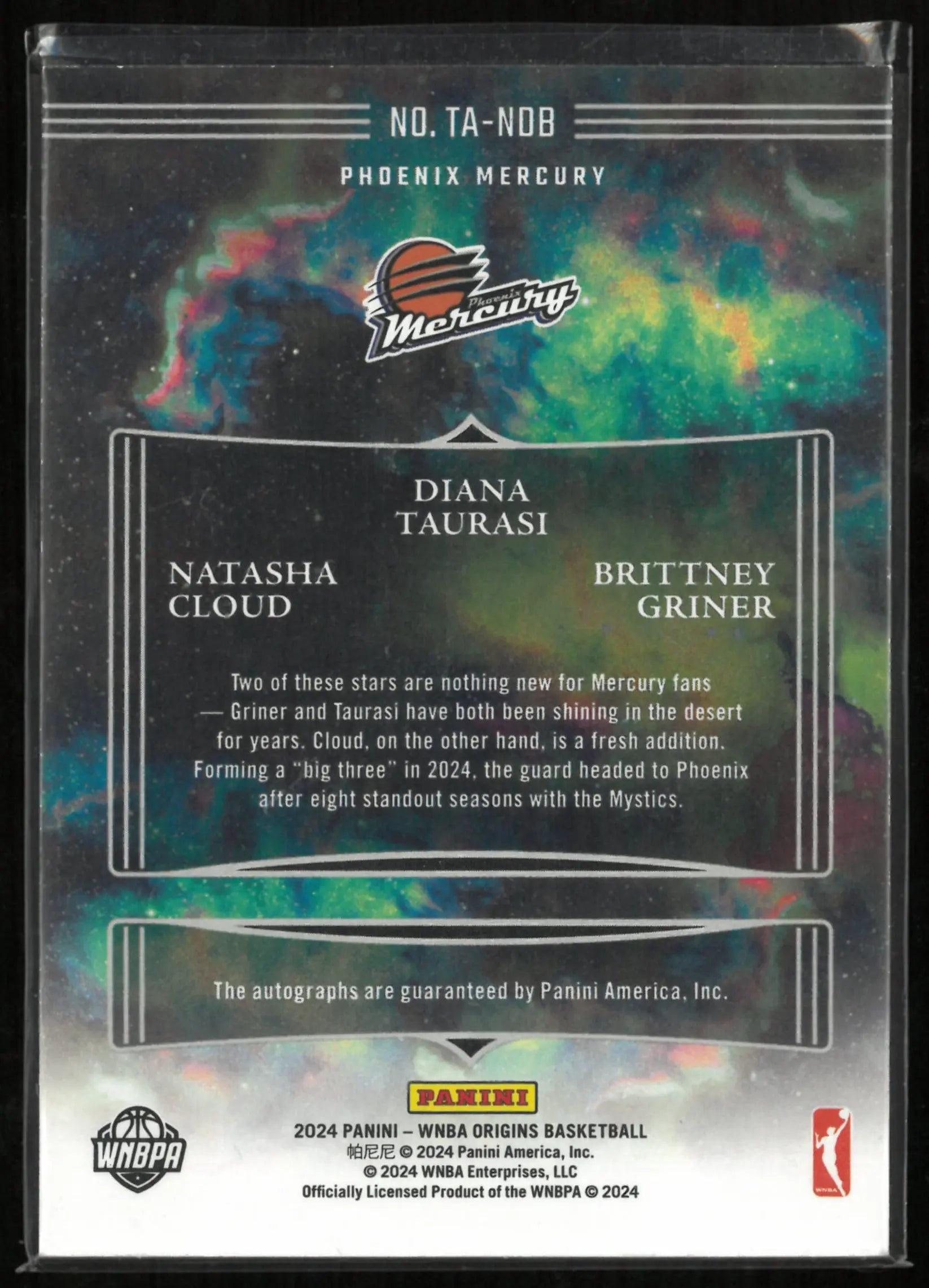 2024 Panini WNBA Origins Natasha Cloud/ Diana Taurasi/ Brittney Griner Auto Mercury /25 