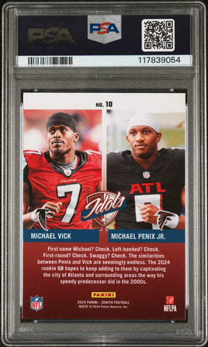 2024 Panini Zenith Football Idols Vick Penix Jr. RC Rookie PSA 9 