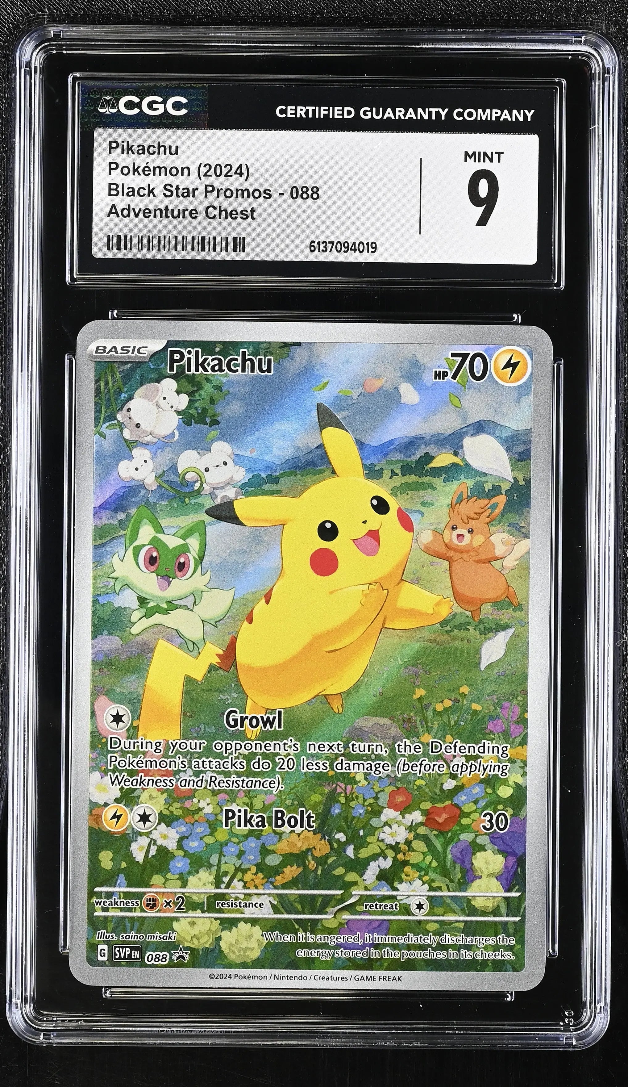 2024 Pokemon Black Star Promos Pikachu Adventure Chest CGC 9 #088 