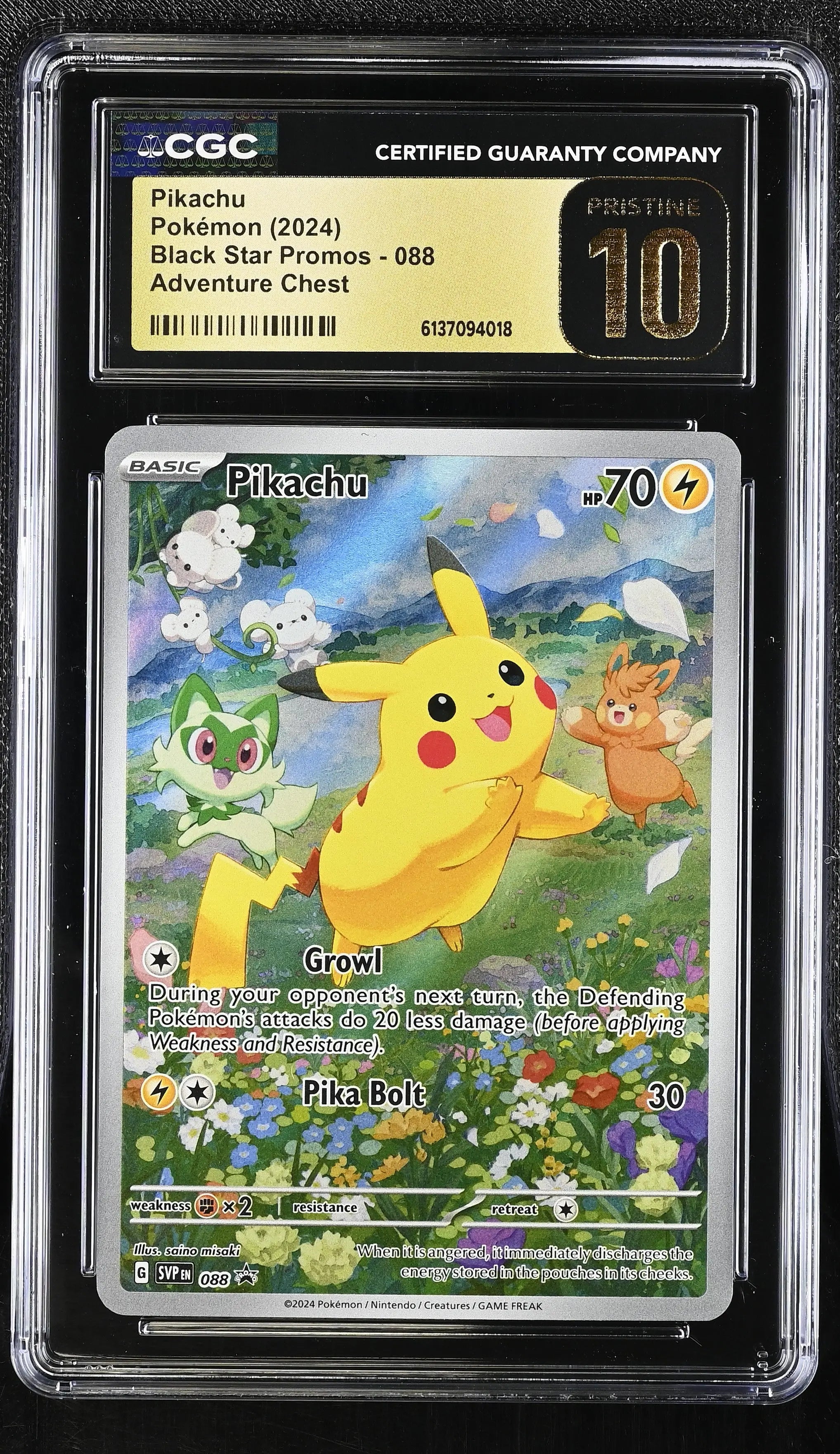 2024 Pokemon Black Star Promos Pikachu Adventure Chest Pristine CGC 10 #088 