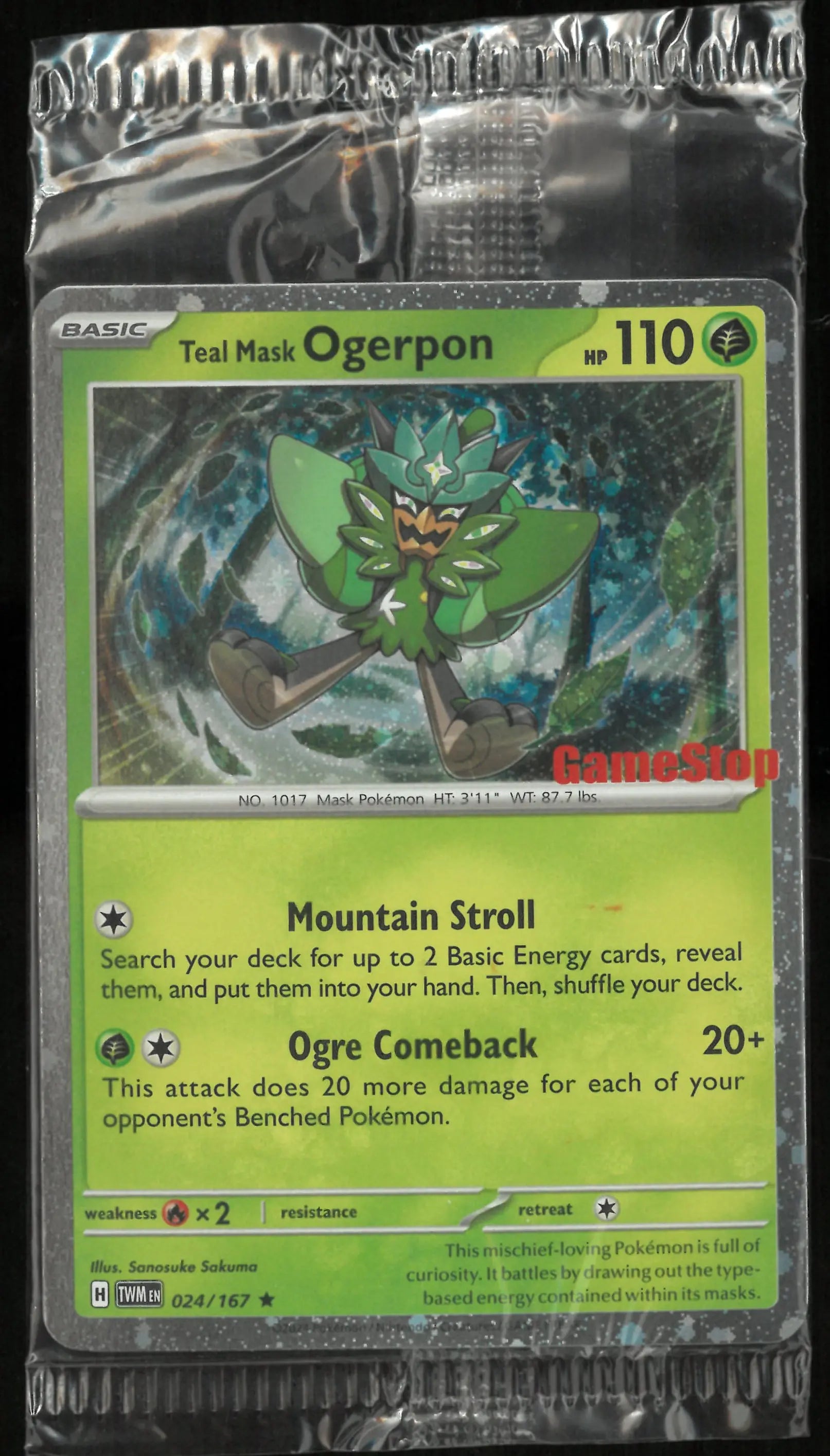 2024 Pokemon Gamestop Exclusive Teal Mask Ogerpon 