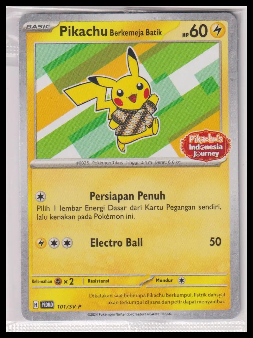 2024 Pokemon Indonesia Journey Pikachu Berkemeja Batik 101/SV-P Sealed 