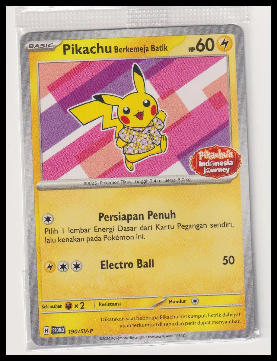 2024 Pokemon Indonesia Journey Pikachu Berkemeja Batik 190/SV-P Sealed 