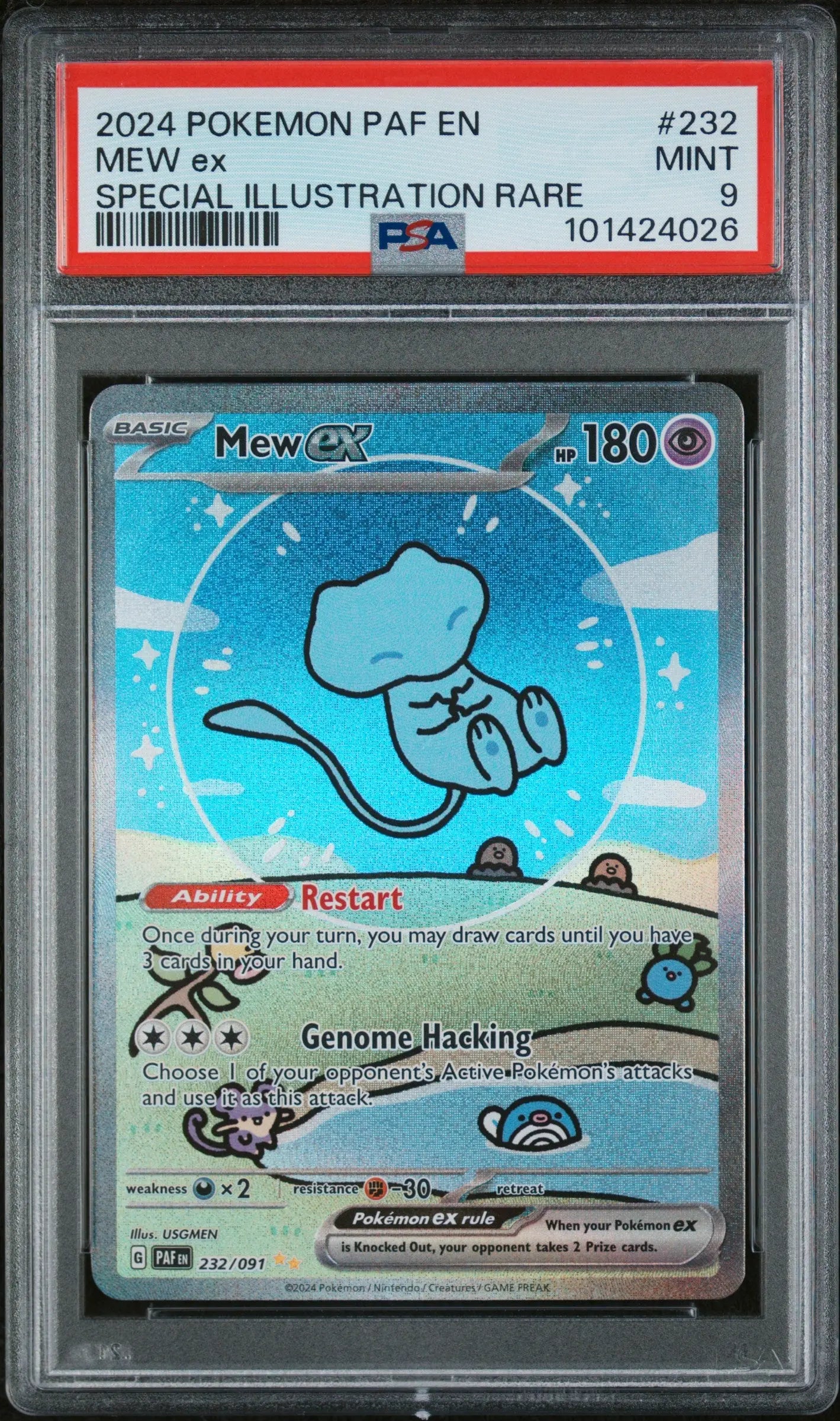2024 Pokemon Paf EN-Paldean Fates Mew EX Special Illustration Rare 232/091 PSA 9 