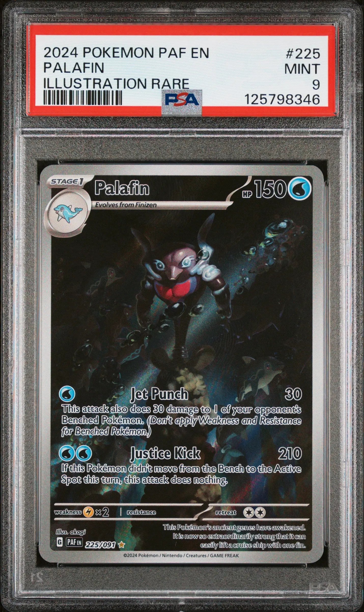 2024 Pokemon Paf EN-Paldean Fates Palafin Illustration Rare 225/91 PSA 9 