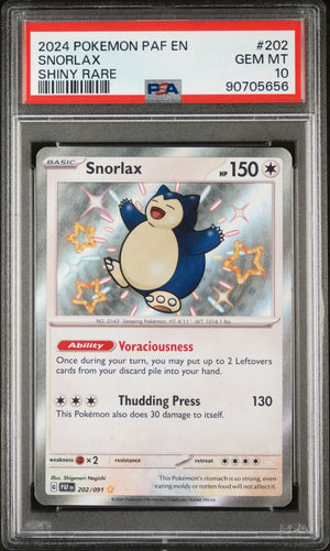 2024 Pokemon Paf EN-Paldean Fates Snorlax Shiny Rare 202/091 PSA 10 