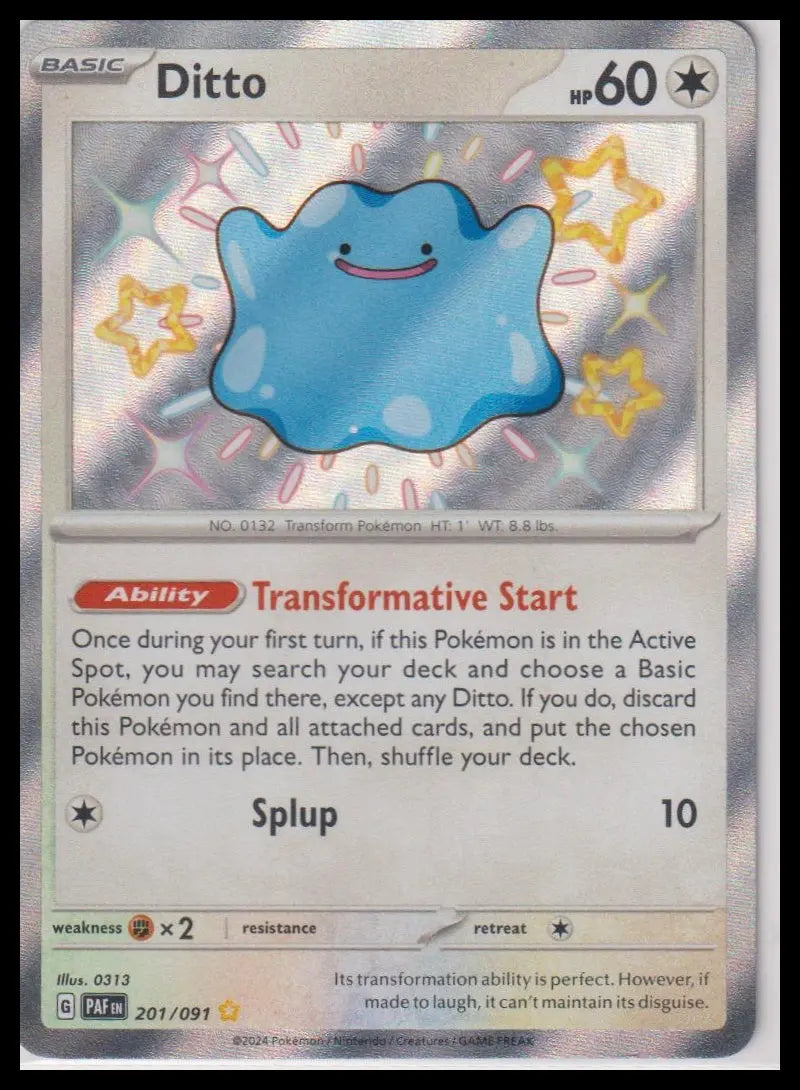 2024 Pokemon Paldead Fates Shiny Vault Ditto 201/091 
