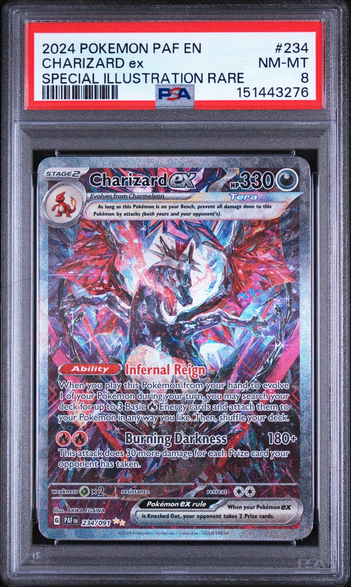 2024 Pokemon Paldean Fates Charizard EX Special Illustration Rare 234/091 PSA 8 