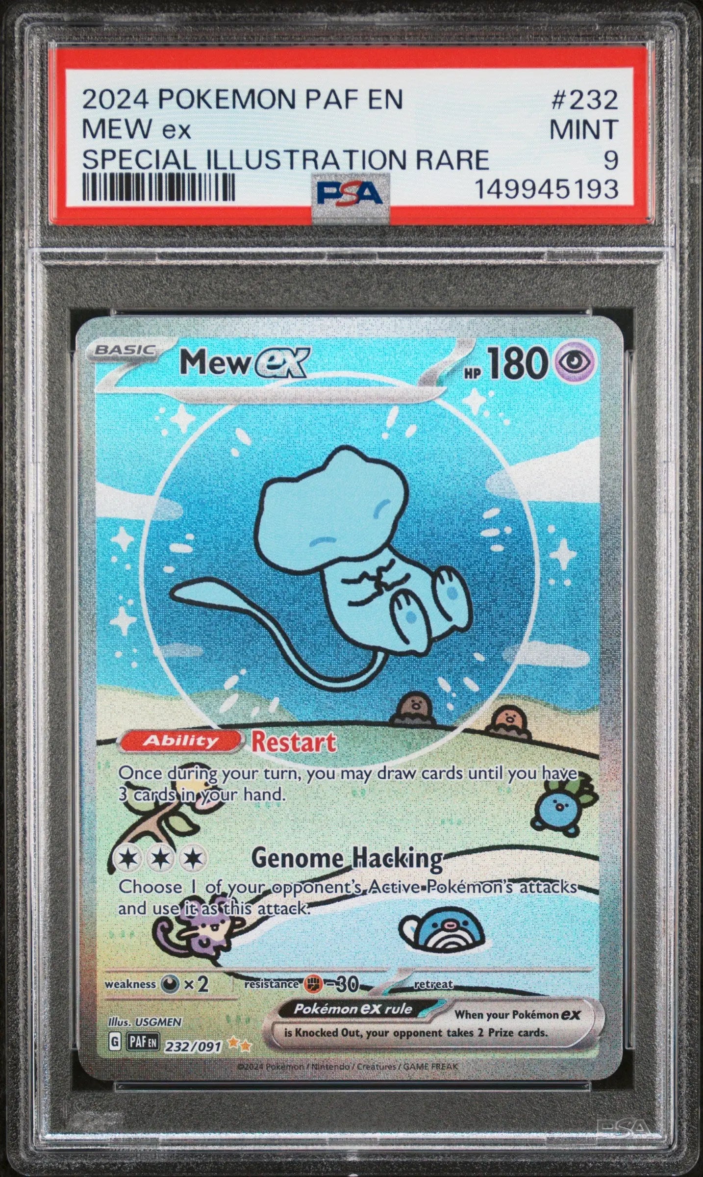 2024 Pokemon Paldean Fates Mew EX Special Illustration Rare 232/091 PSA 9 