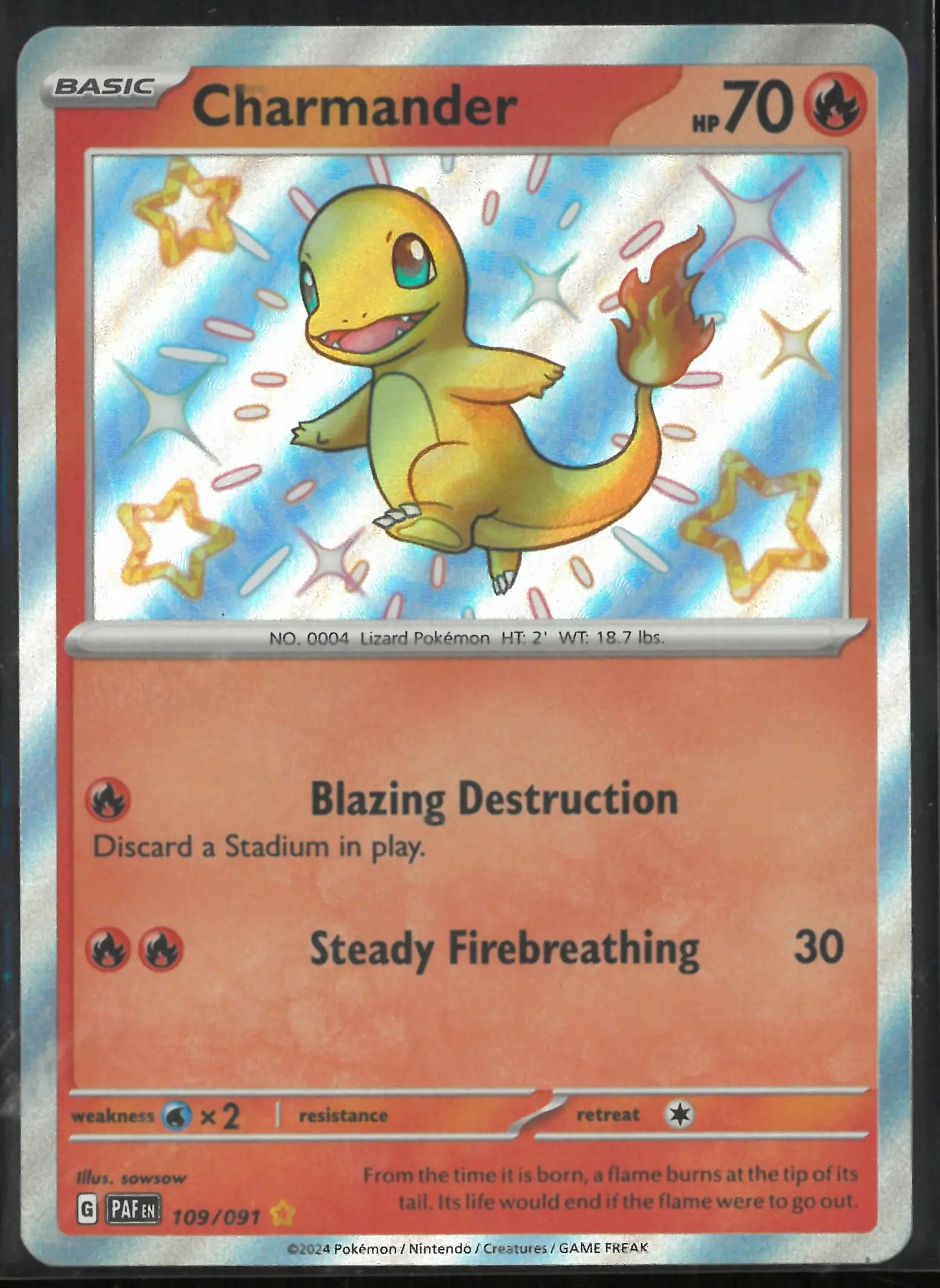 2024 Pokemon Paldean Fates Shiny Rare Charmander 109/091 