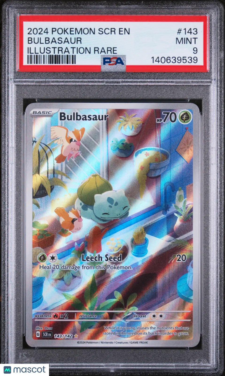 2024 Pokemon SCR EN-Stellar Crown Bulbasaur Illustration Rare PSA 9 143/142 