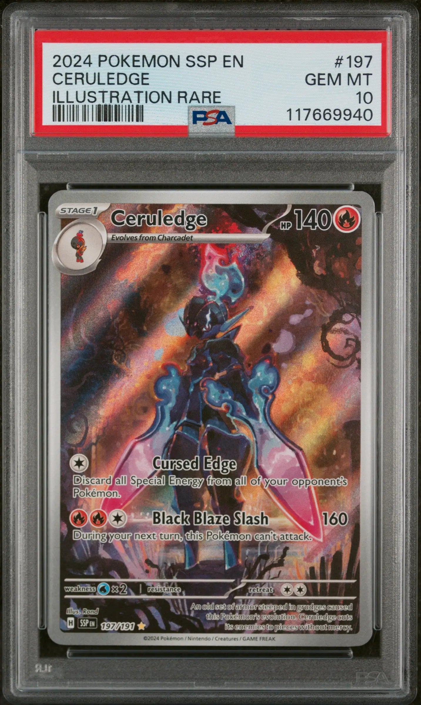2024 Pokemon SSP EN-Surging Sparks Illustration Rare Ceruledge PSA 10 197/191 