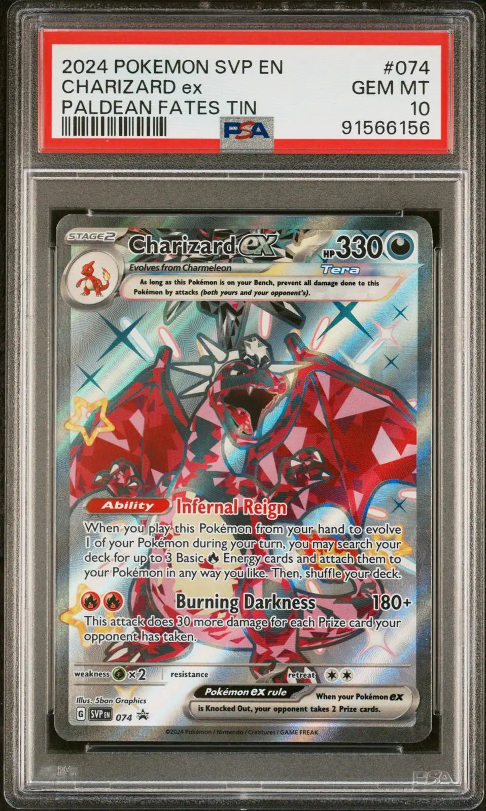 2024 Pokemon SV Black Star Promo Charizard Ex 074 PSA 10 
