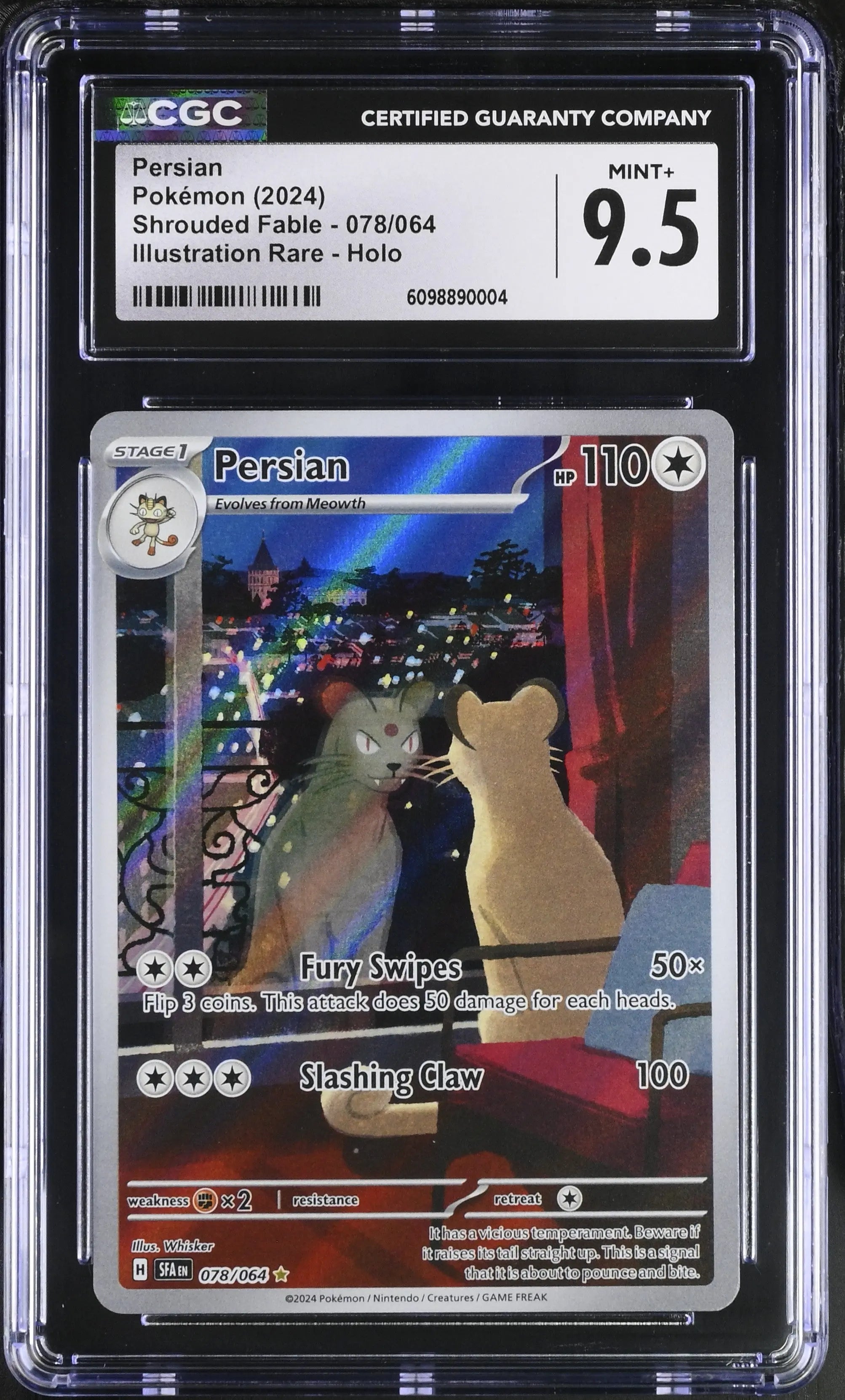 2024 Pokemon Shrouded Fable Illustration Rare Persian CGC 9.5 078/064 