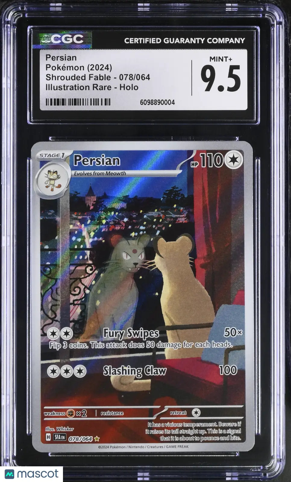 2024 Pokemon Shrouded Fable Persian Illustration Rare CGC 9.5 78/64 
